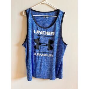 Under Armour HeatGear Men’s 2XL Sleeveless Tank Blue Black Loose Logo Quick Dry